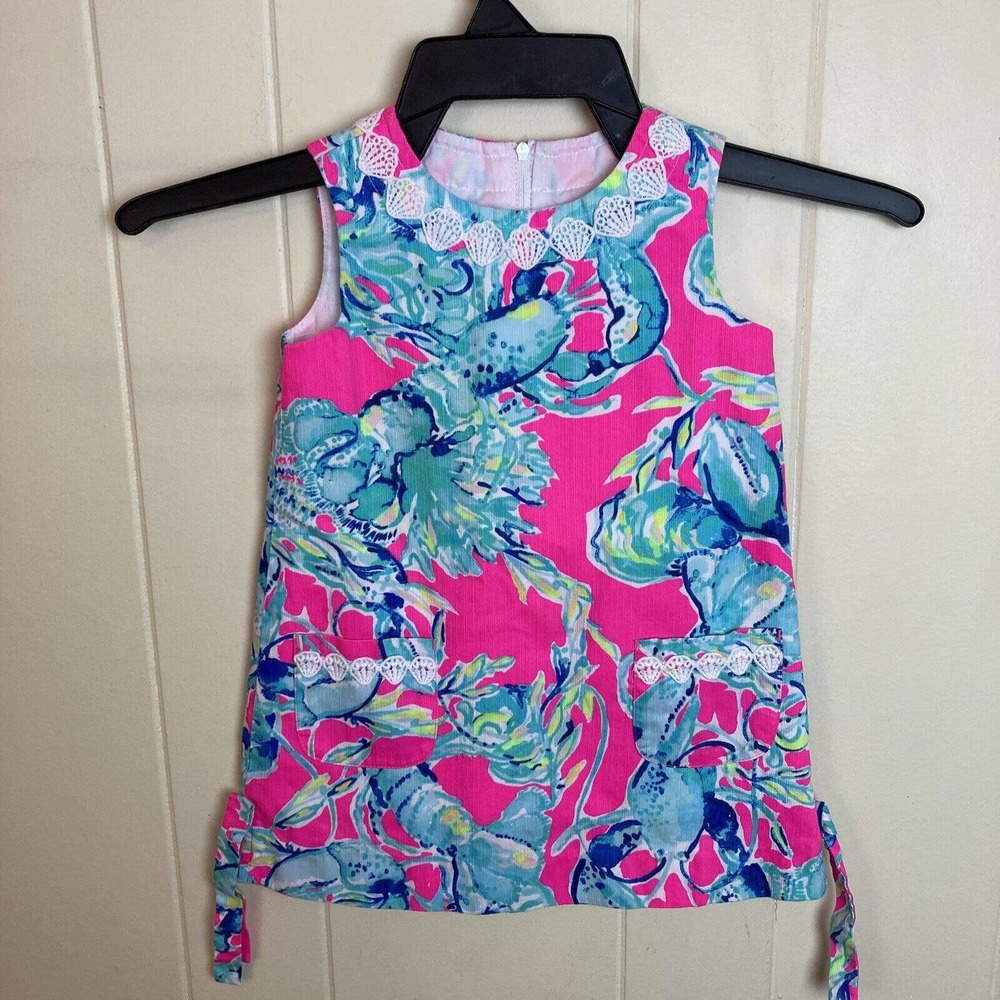 Lilly Pulitzer Girls Pink Blue Green Sleeveless Shift Dress